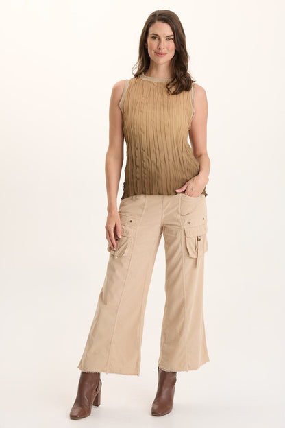 Idonia Crinkle Pleat Semi-Sheer Tank