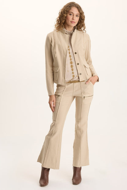 Ninian Twill Knit Zipper Pocket Flared Pant