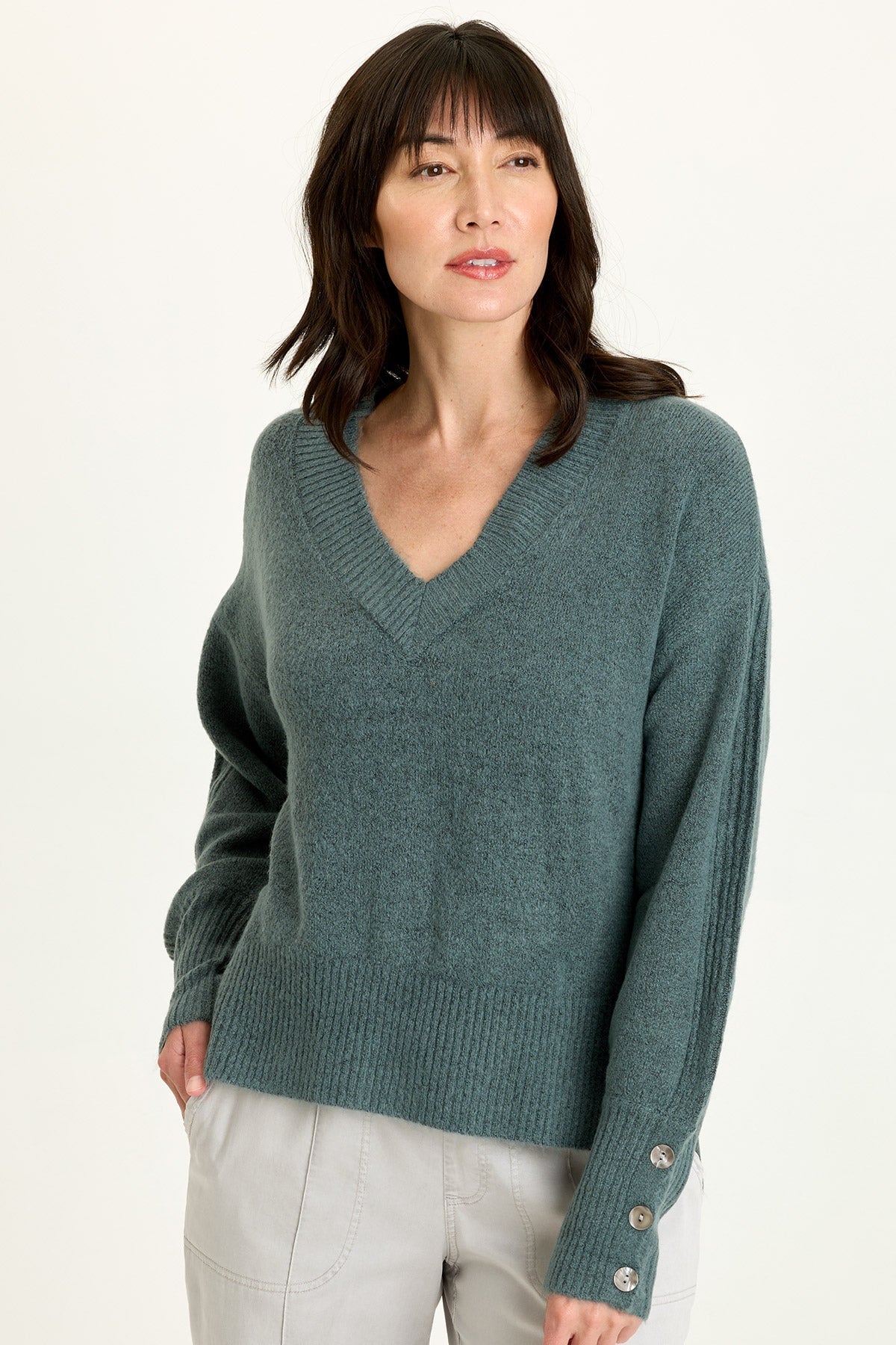 Bronte Relaxed Fit V-Neck Knit Sweater