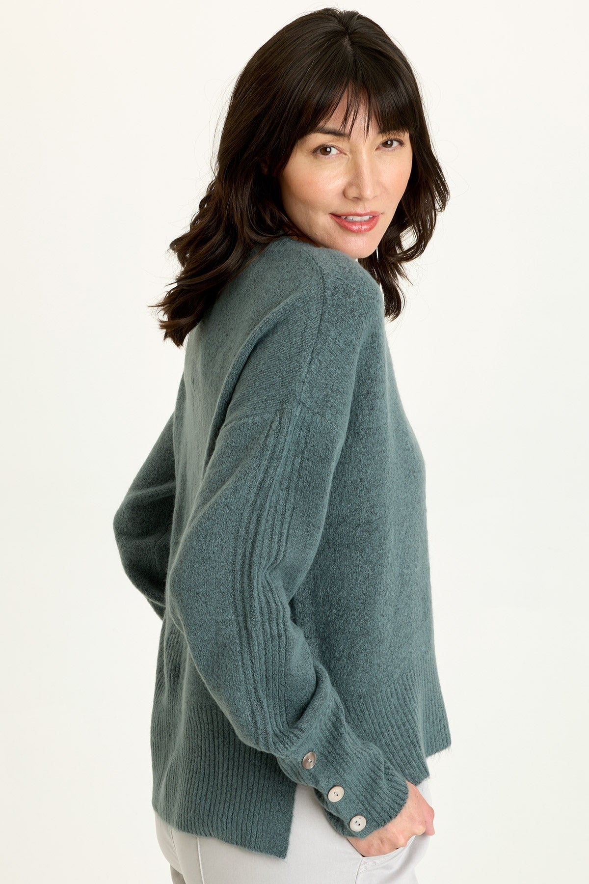 Bronte Relaxed Fit V-Neck Knit Sweater