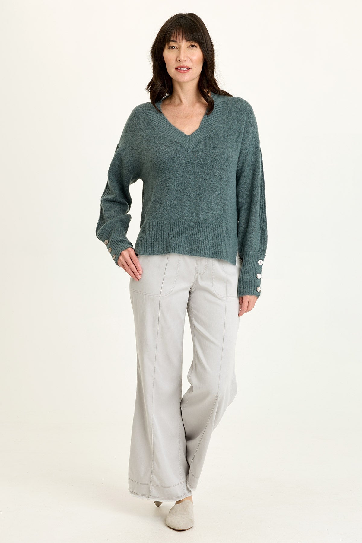 Bronte Relaxed Fit V-Neck Knit Sweater