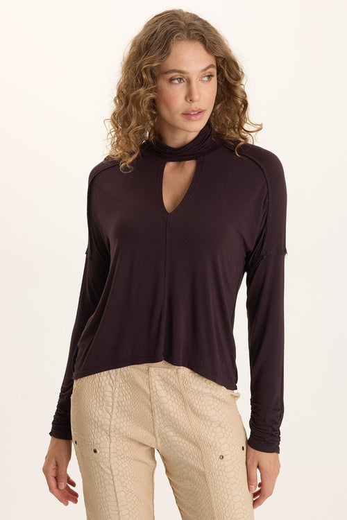 Norda Soft Stretch Jersey Mock-Neck Keyhole Top