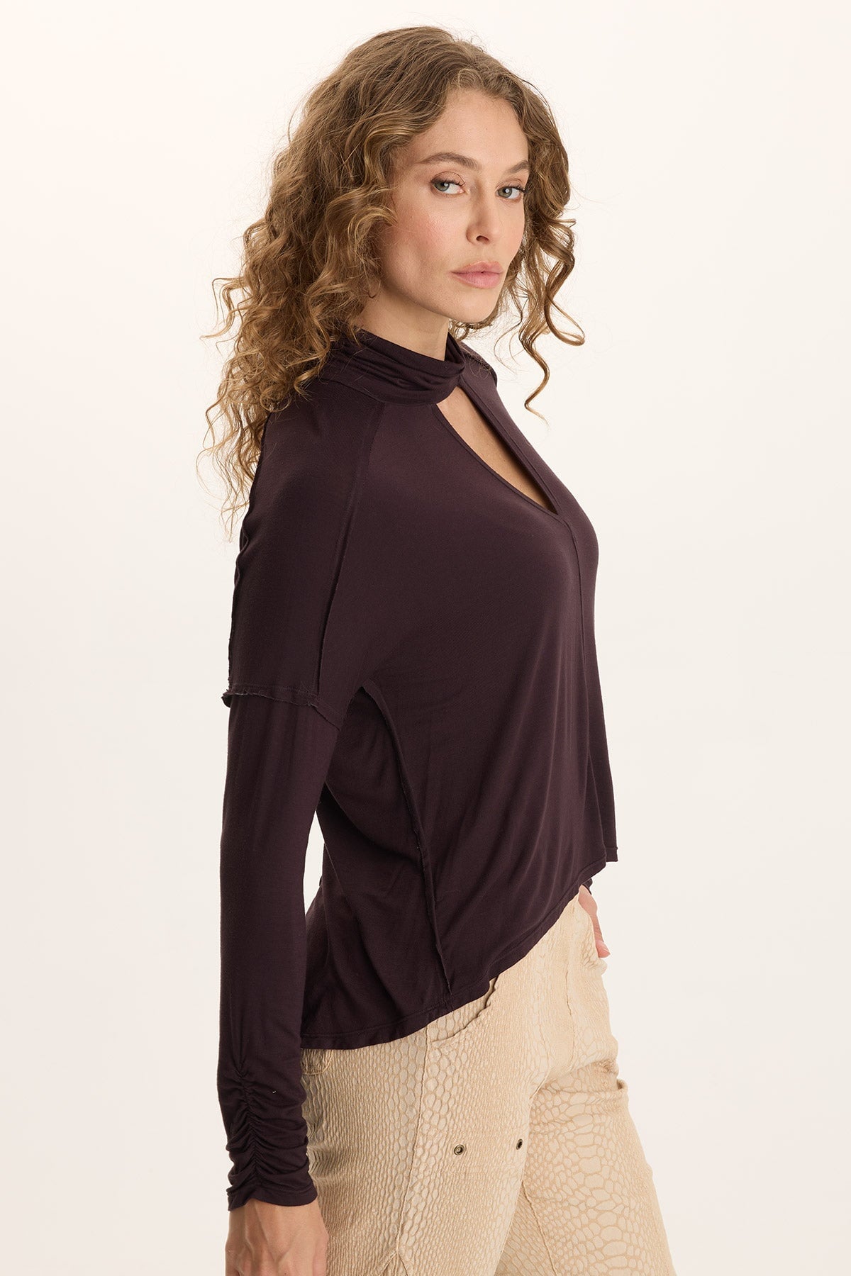 Norda Soft Stretch Jersey Mock-Neck Keyhole Top