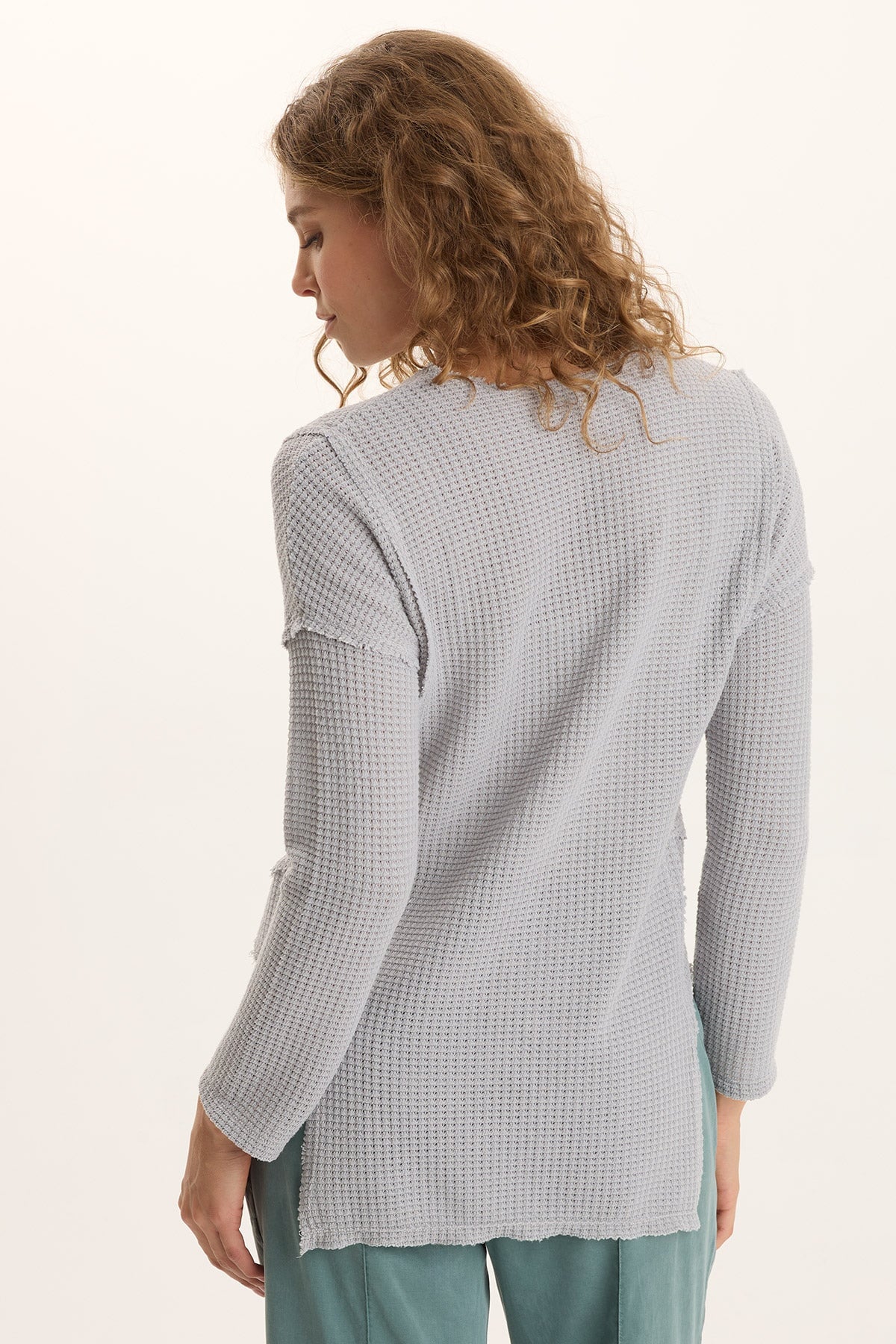 Arnie Thermal Asymmetrical Hem V-Neck Top