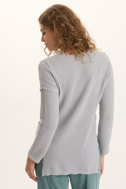 Arnie Thermal Asymmetrical Hem V-Neck Top