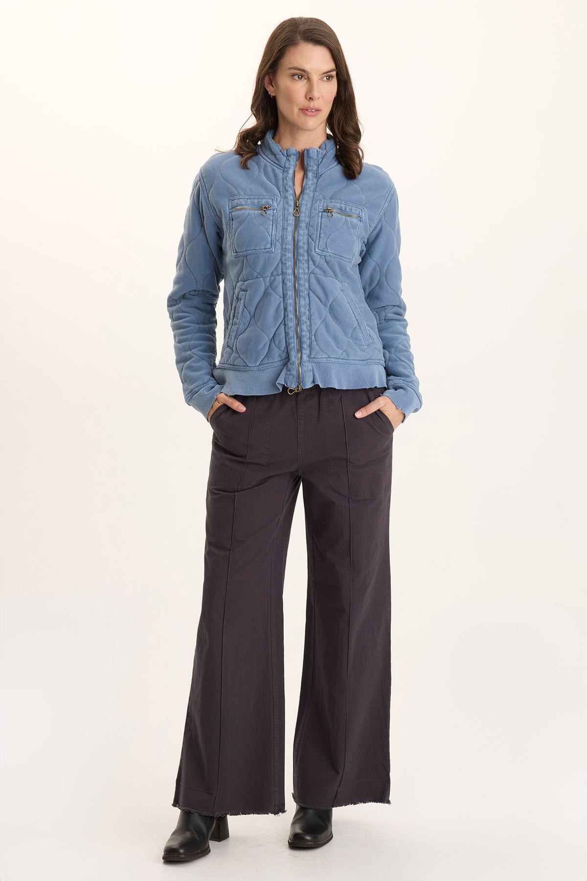 Osment Plush Quilted 4-Pocket Bomber Jacket