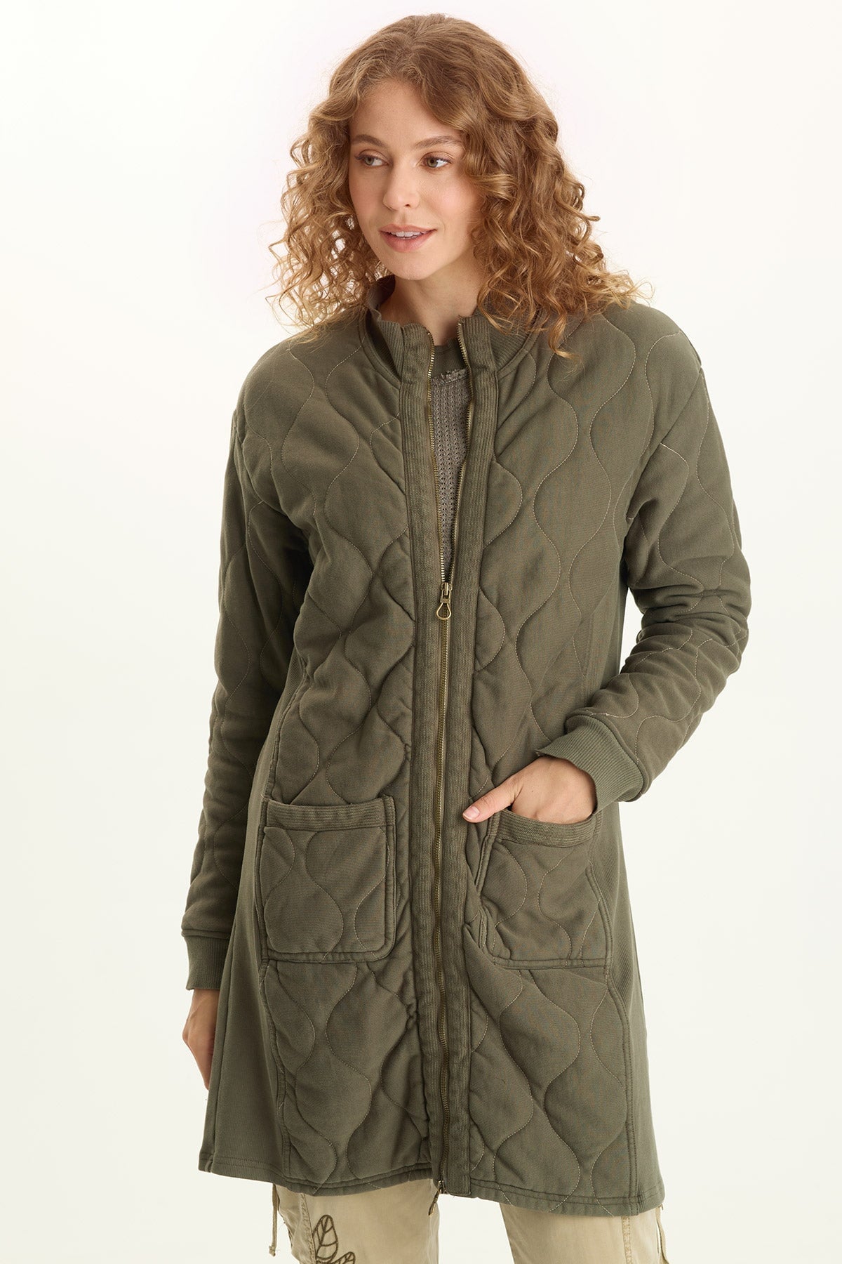 Torston Quilted Longline Double Zipper Coat