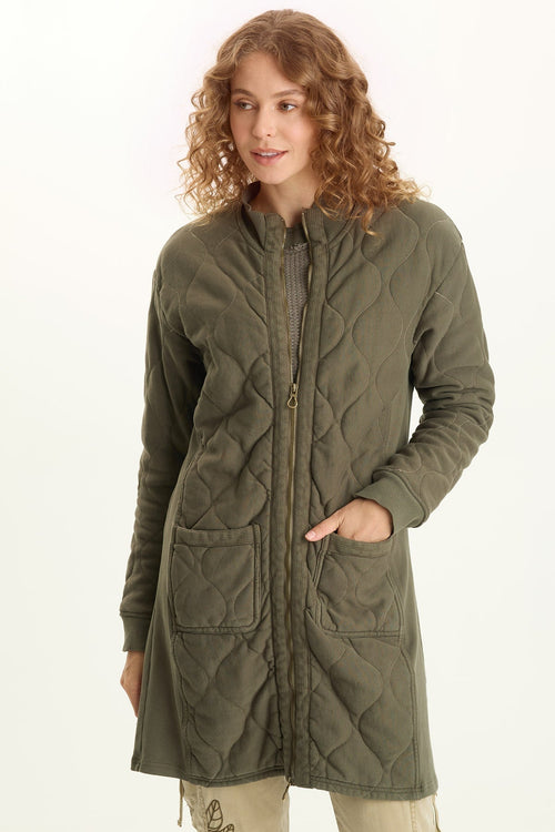 Torston Quilted Longline Double Zipper Coat