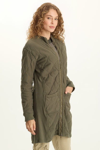 Torston Quilted Longline Double Zipper Coat