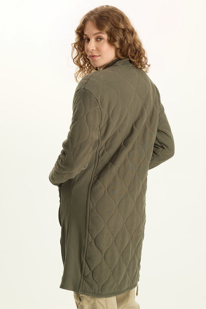 Torston Quilted Longline Double Zipper Coat