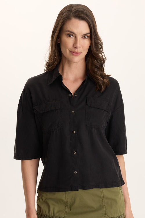 Tage Soft Twill Snap-Up Top