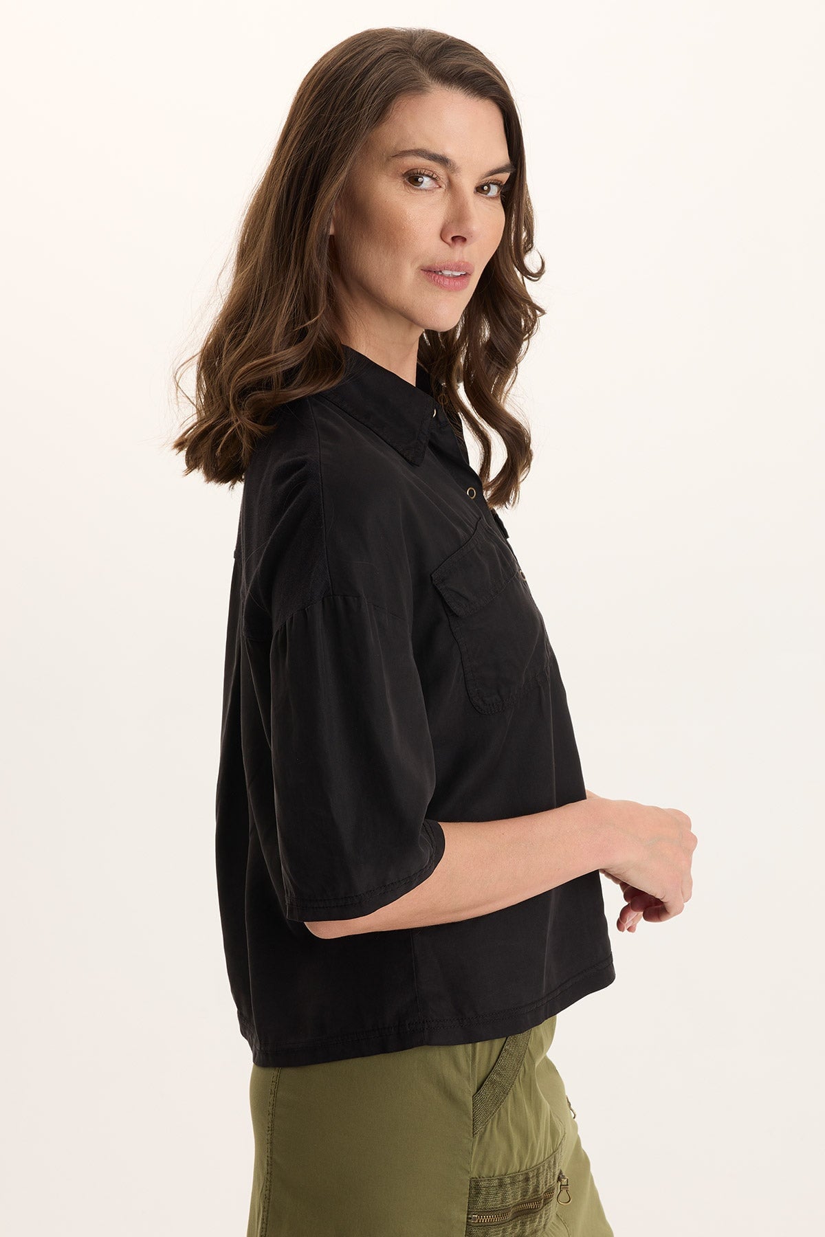 Tage Soft Twill Snap-Up Top