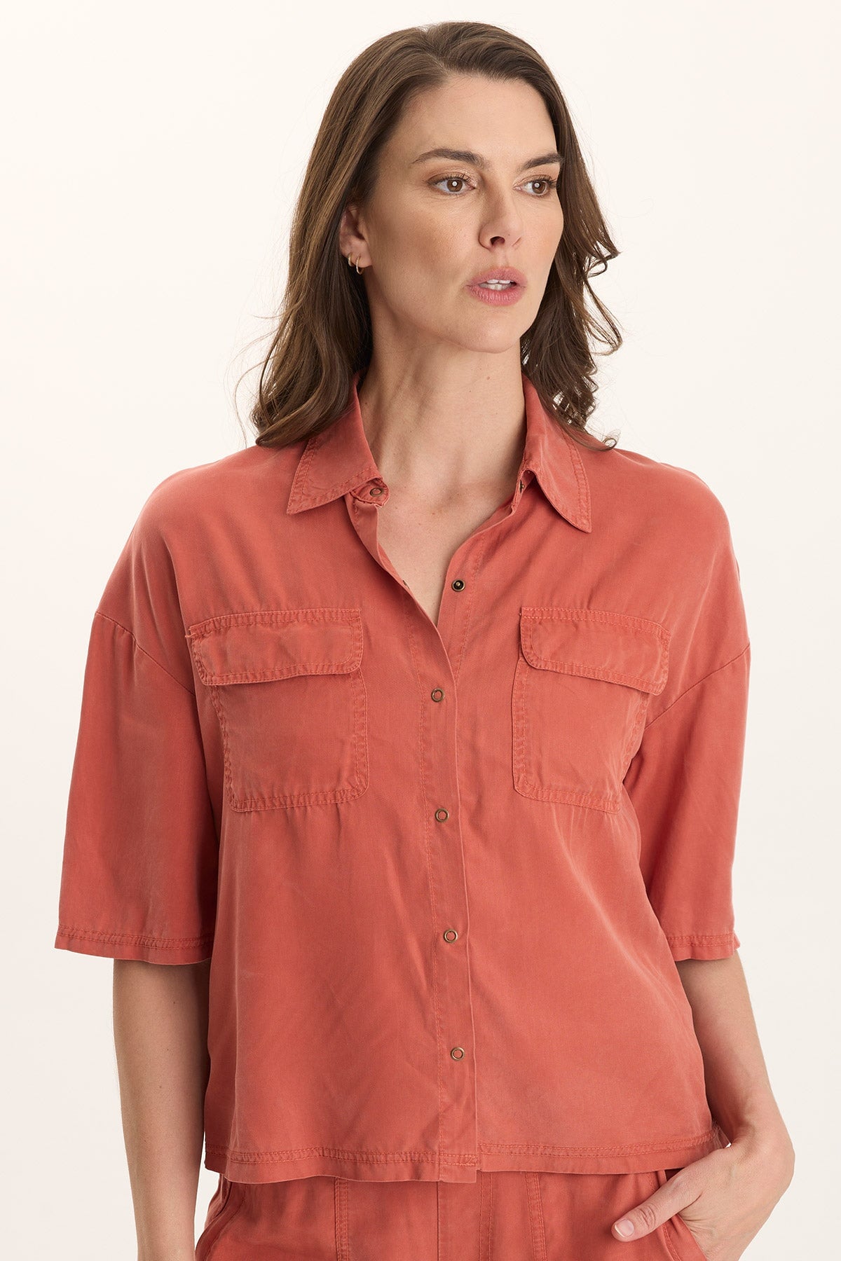 Tage Soft Twill Snap-Up Top