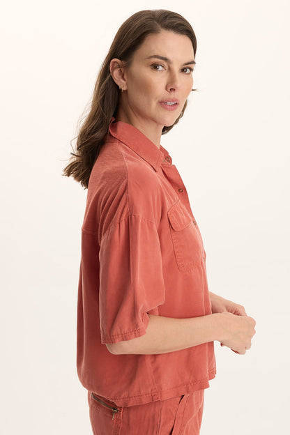 Tage Soft Twill Snap-Up Top