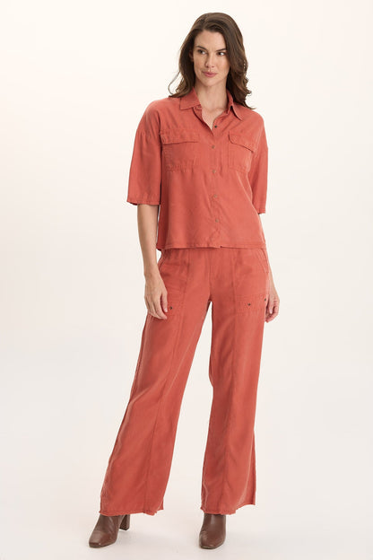 Tage Soft Twill Snap-Up Top
