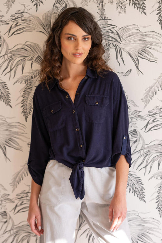 Tyrell Lightweight Tie-Front Button-Up
