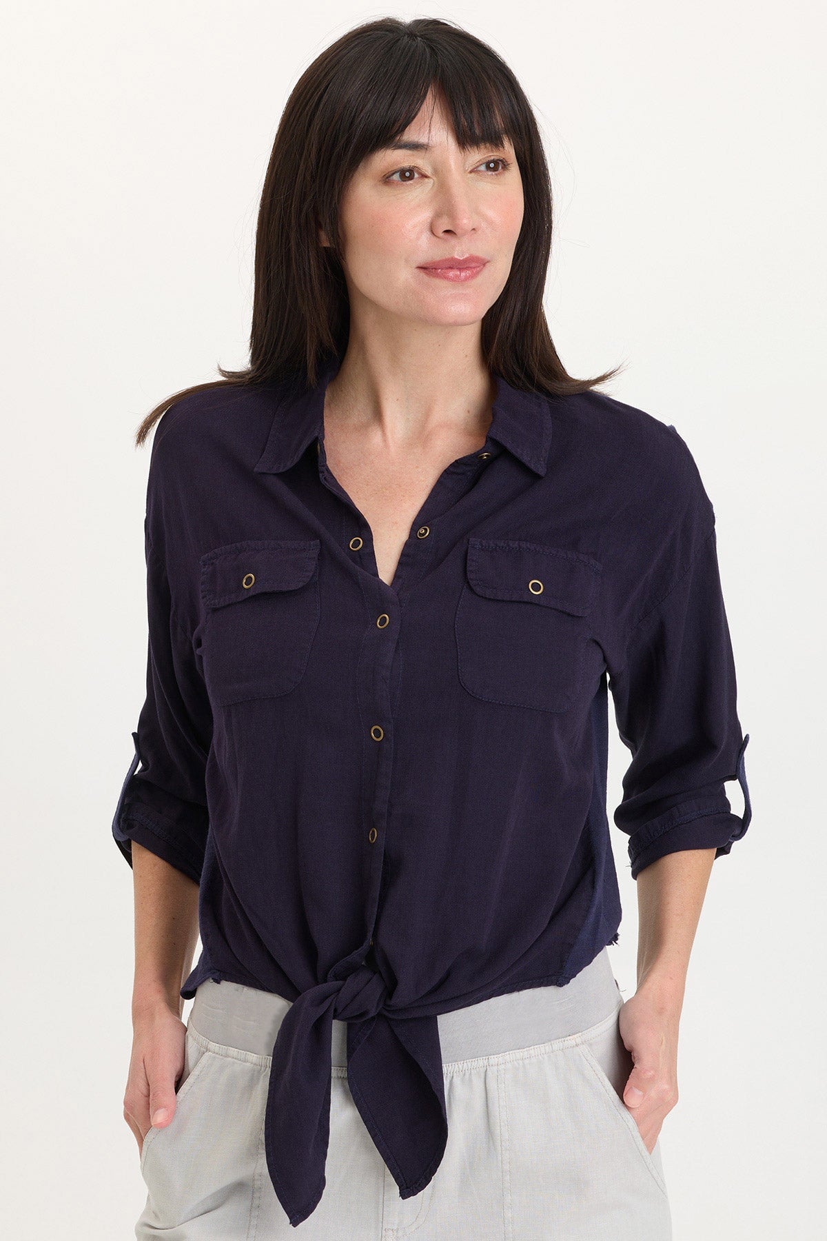 Tyrell Lightweight Tie-Front Button-Up