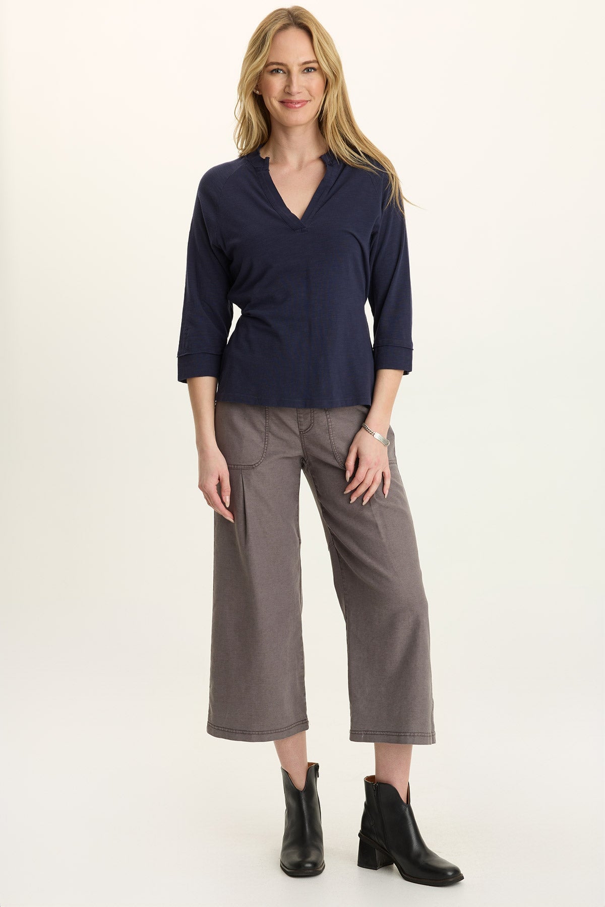 Eileen Twill Wide-Leg Crop Pant