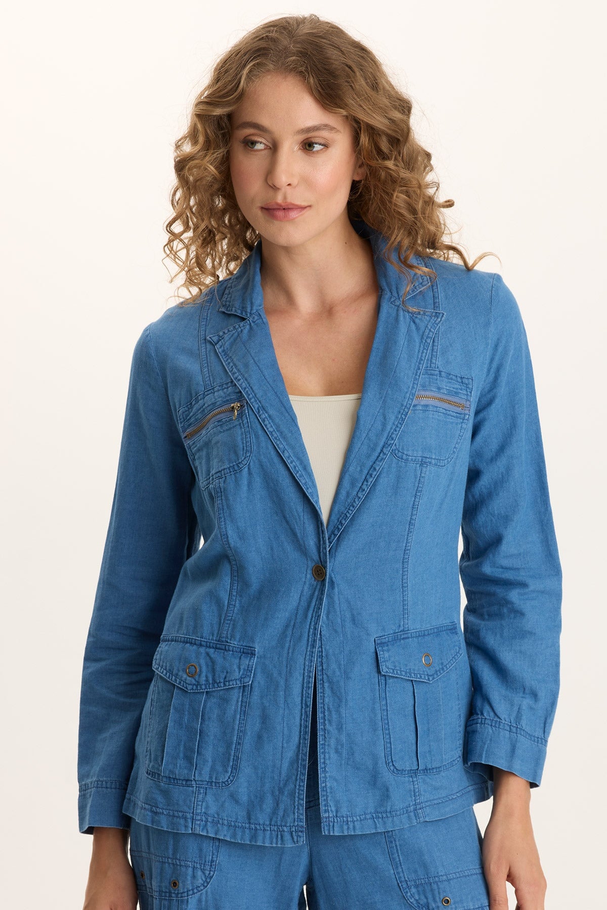Thurman Indigo Twill Single-Button Blazer