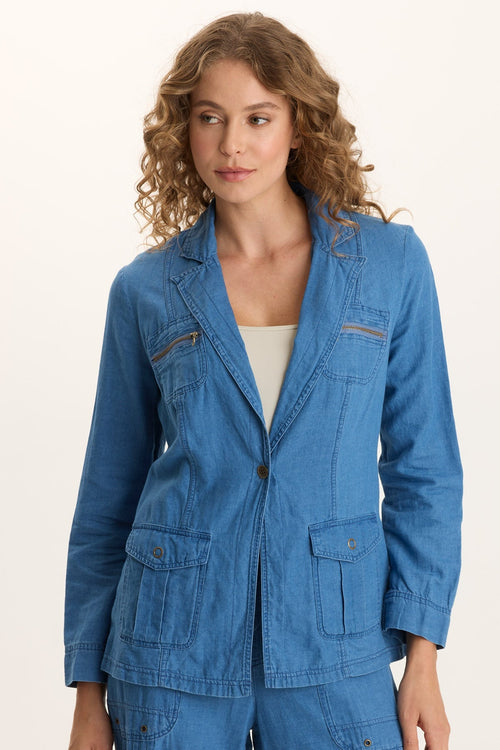 Thurman Indigo Twill Single-Button Blazer