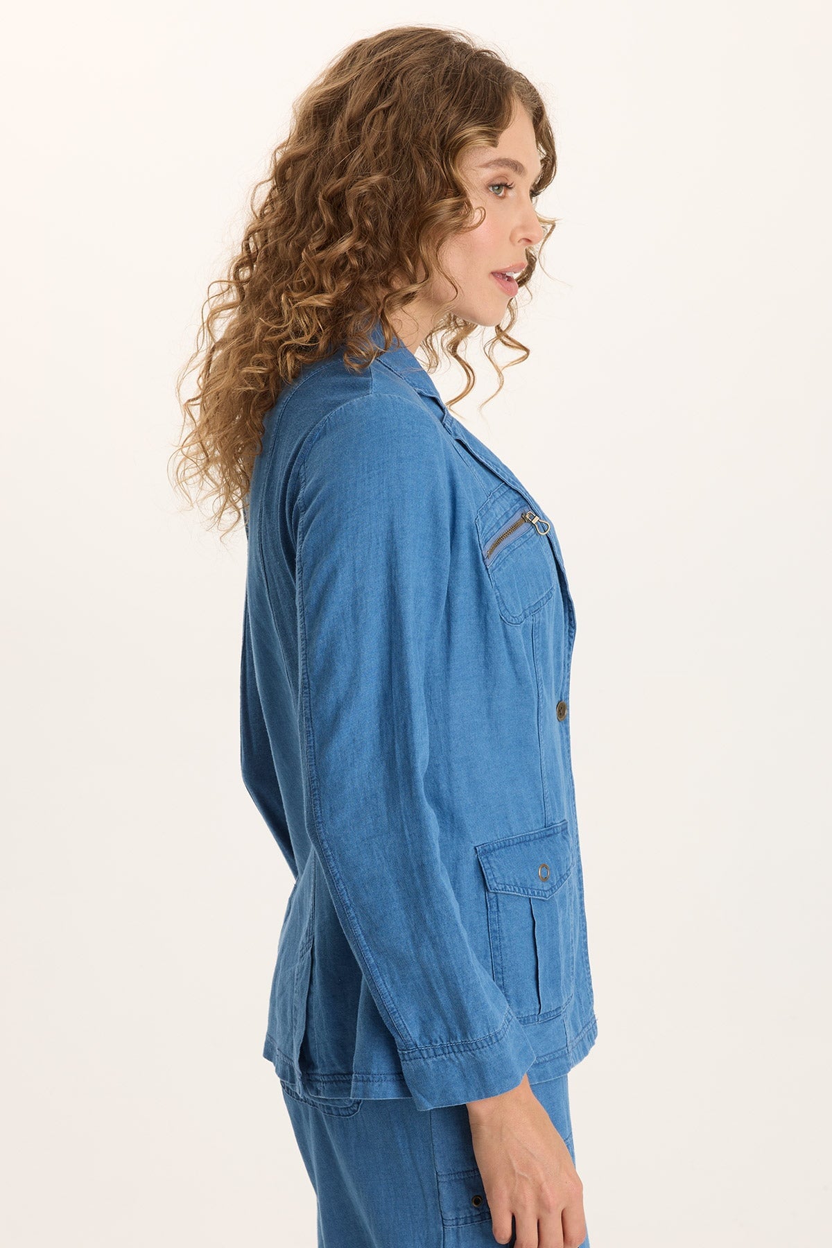Thurman Indigo Twill Single-Button Blazer