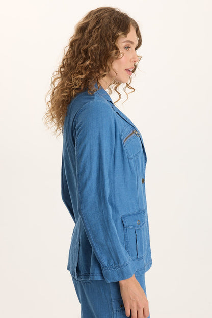 Thurman Indigo Twill Single-Button Blazer