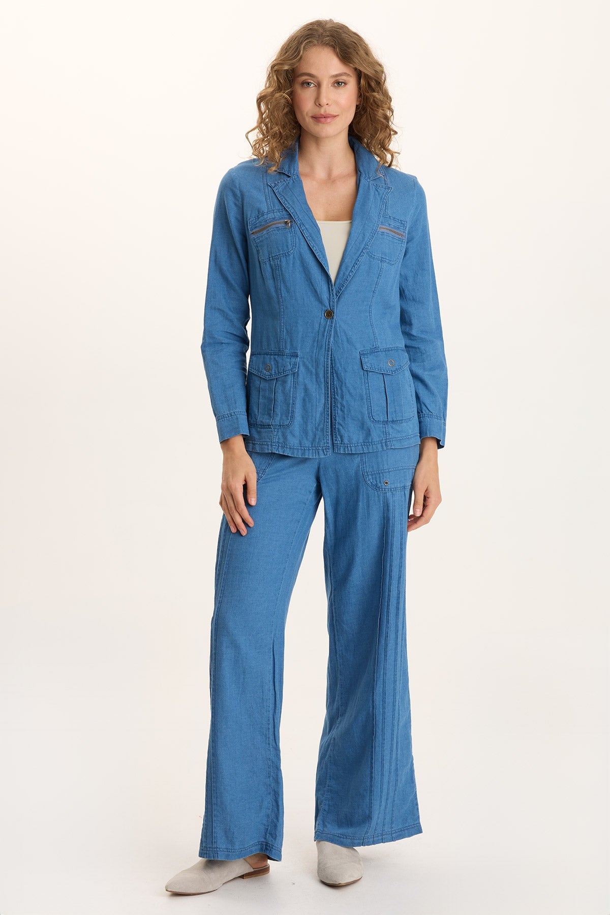 Thurman Indigo Twill Single-Button Blazer