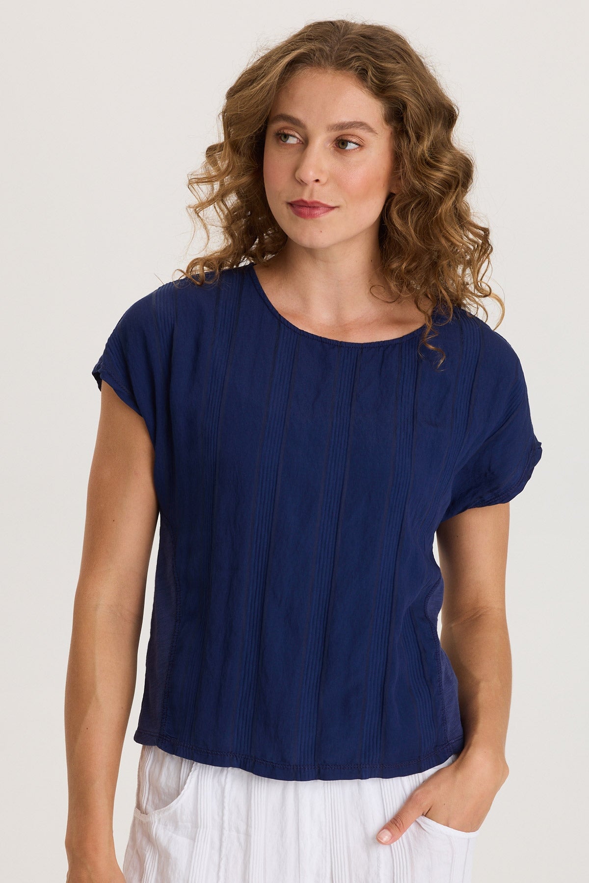 Adgar Textured Stripe/Jersey Tee
