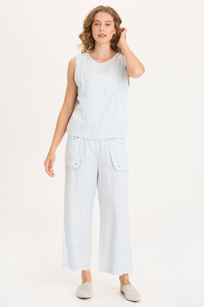 Davies Stitched Hem Twill/Jersey Tank