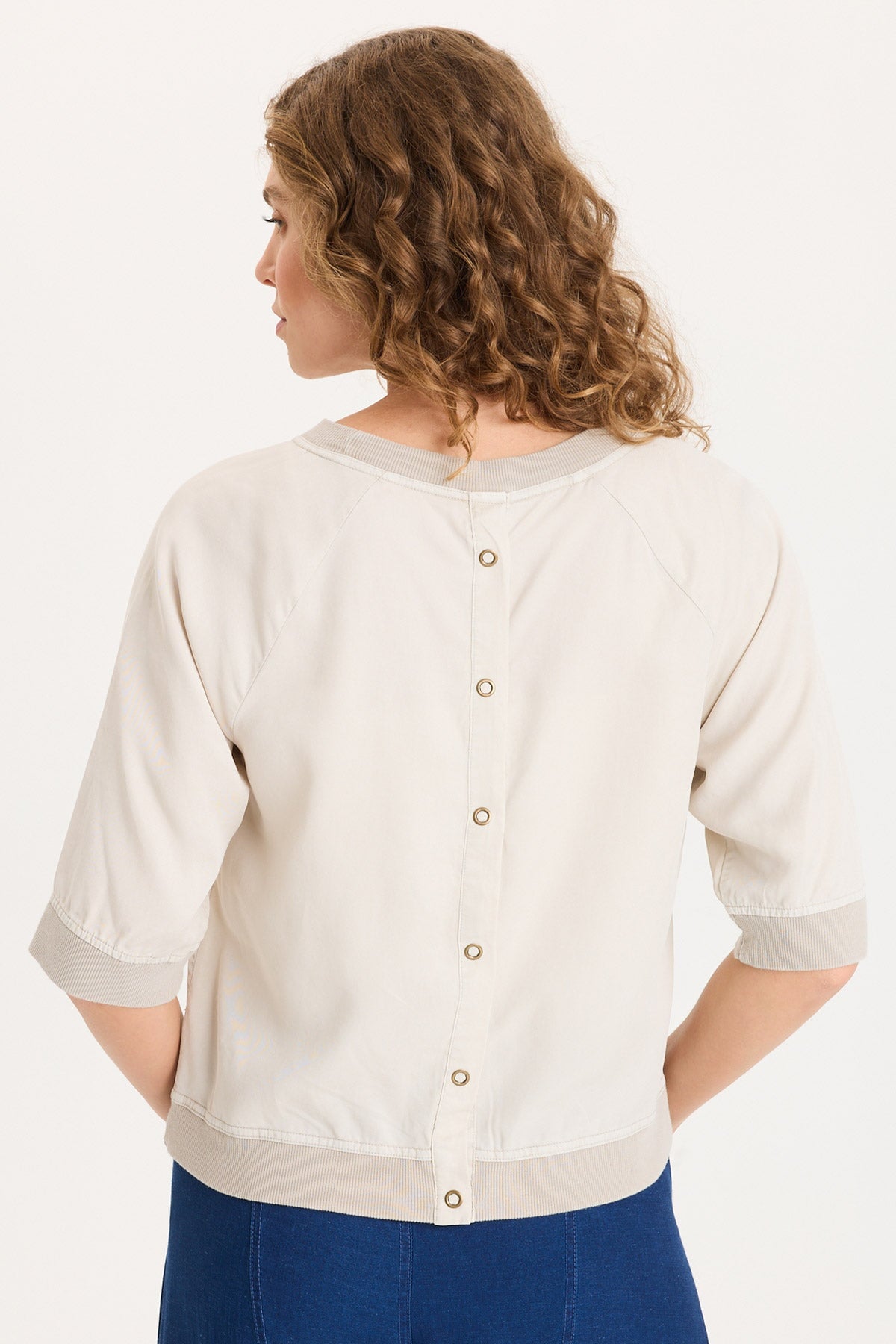 Linton Twill/Rib Snap-Up Back Top