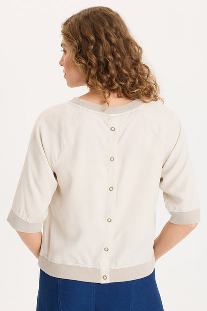Linton Twill/Rib Snap-Up Back Top