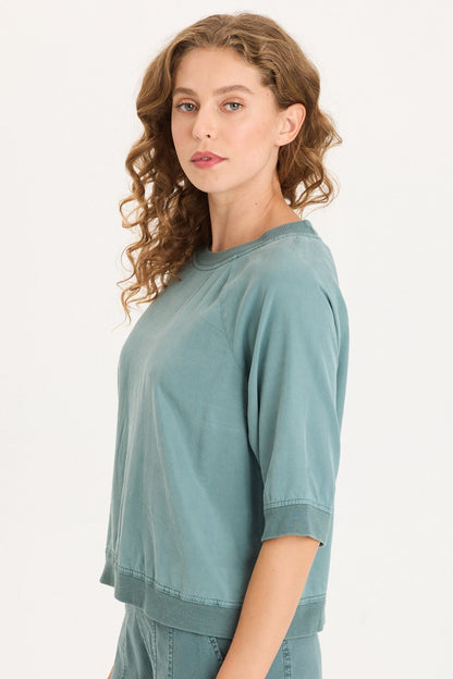 Linton Twill/Rib Snap-Up Back Top