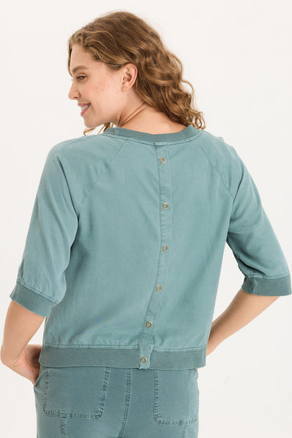 Linton Twill/Rib Snap-Up Back Top