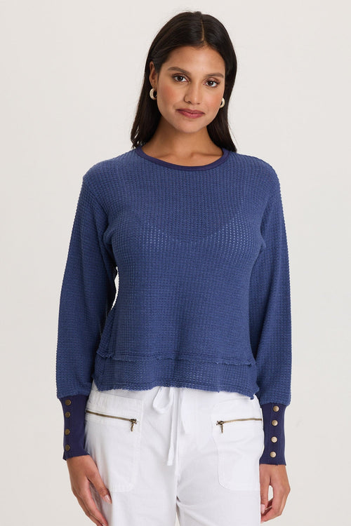 Kelsoe Buttoned Cuffs Thermal Long Sleeve Top
