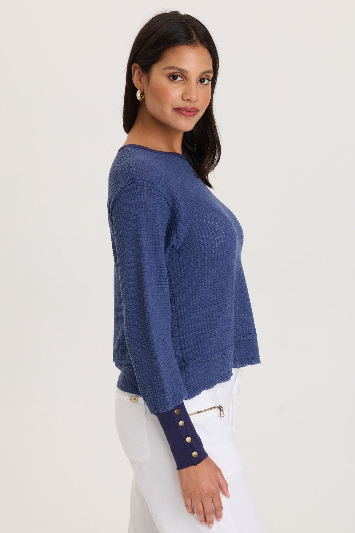 Kelsoe Buttoned Cuffs Thermal Long Sleeve Top