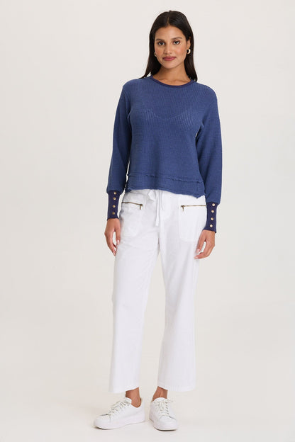 Kelsoe Buttoned Cuffs Thermal Long Sleeve Top