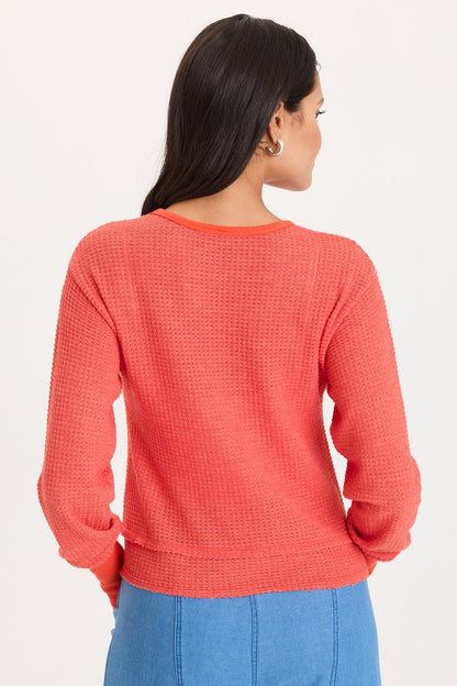 Kelsoe Buttoned Cuffs Thermal Long Sleeve Top