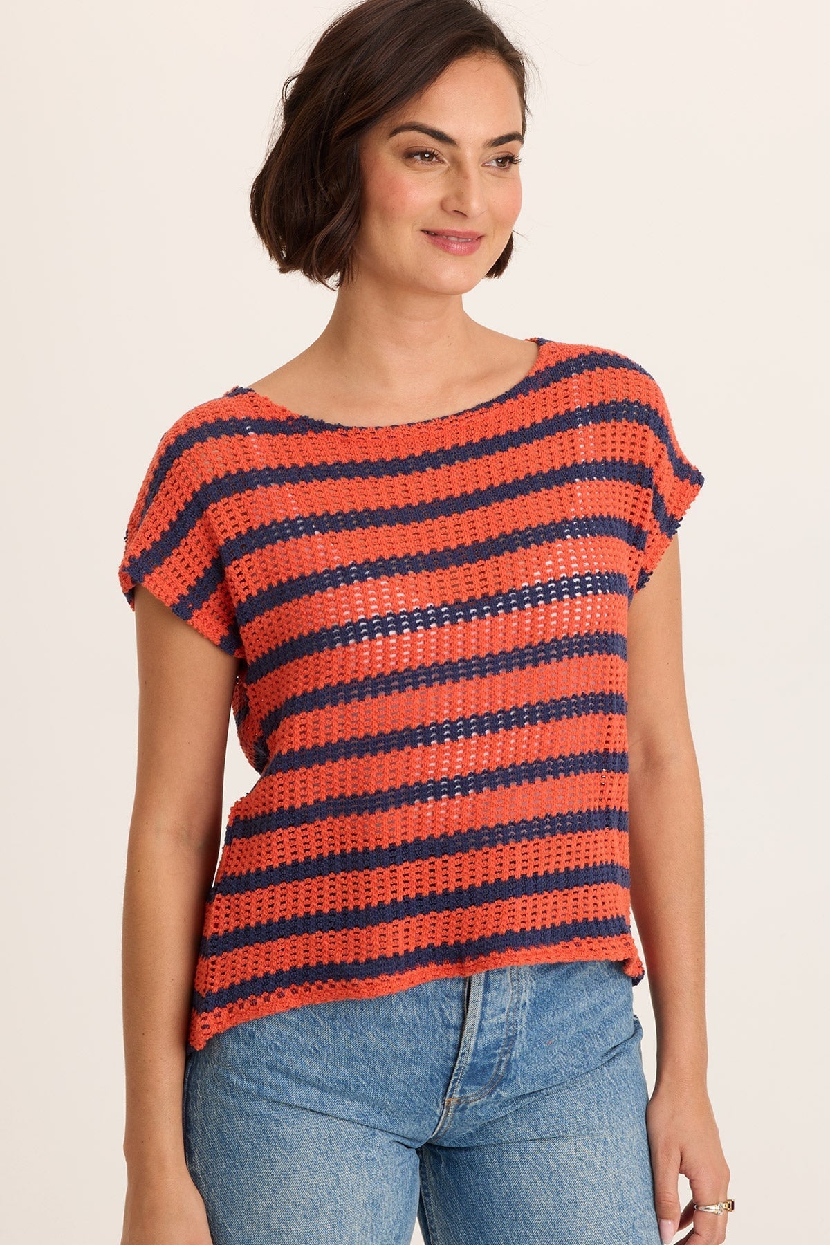 Lawder Stripe Knit Waterfall Back Top