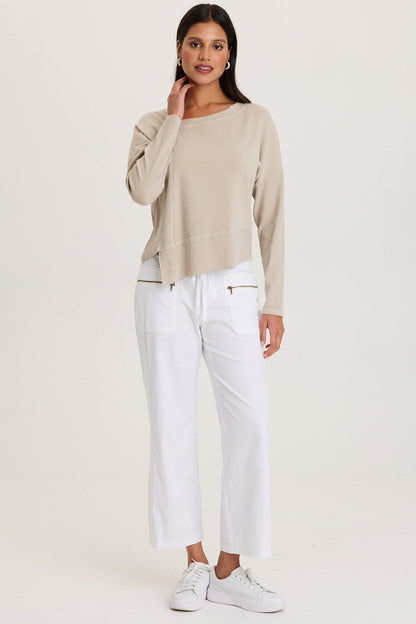 Hadden Asymmetrical Hem Long Sleeve Top