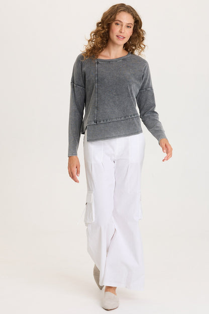 Hadden Asymmetrical Hem Long Sleeve Top