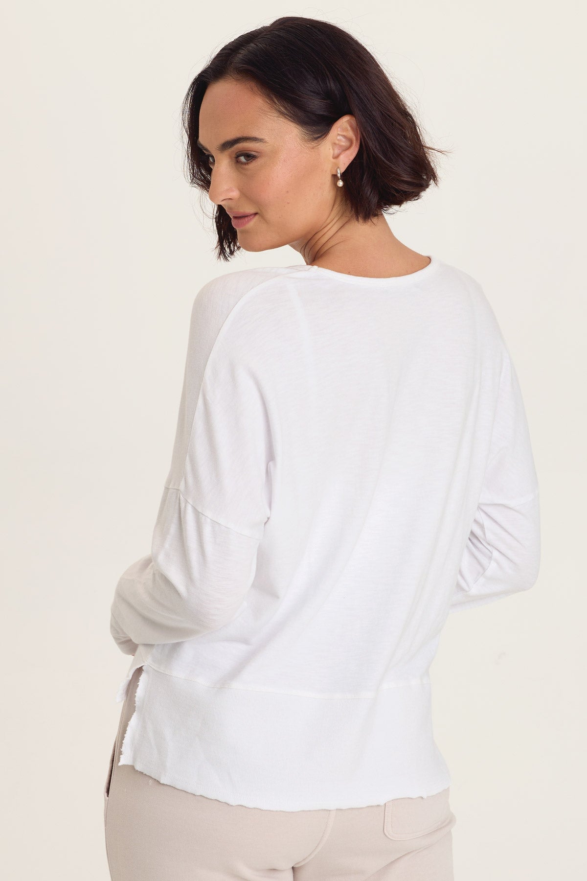 Odilia High-Low Long Sleeve V-Neck Top