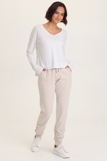 Odilia High-Low Long Sleeve V-Neck Top