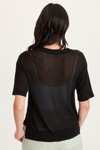 Lottie Satin/Knit V-Neck Top