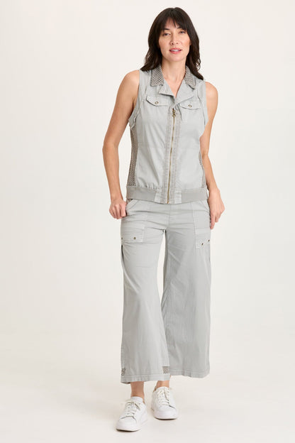 Roel Poplin/Mesh Gaucho Crop