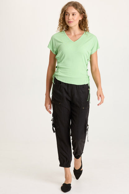 Sandro Jersey Lace-Up Top