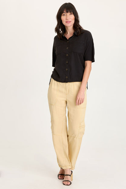 Kimbel Twill Classic Button-Up Top
