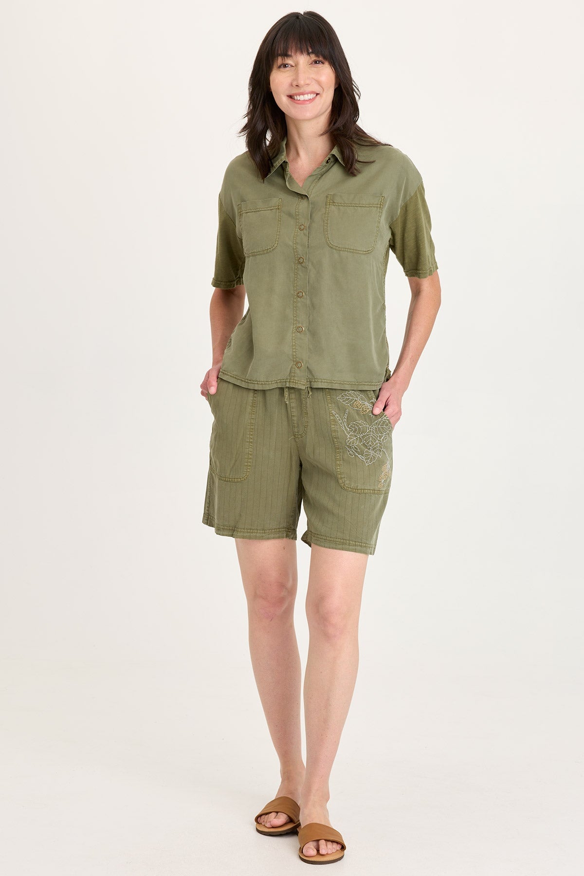 Kimbel Twill Classic Button-Up Top