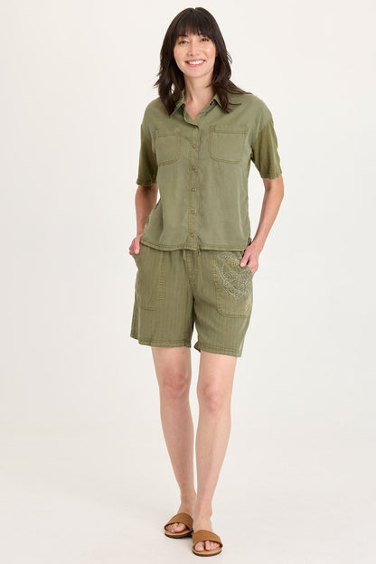 Kimbel Twill Classic Button-Up Top