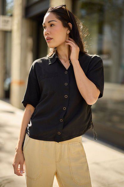 Kimbel Twill Classic Button-Up Top