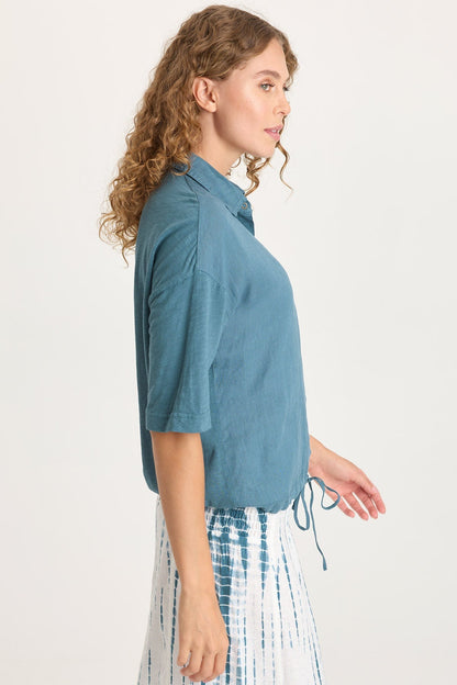 Balto Linen Snap-Up Top